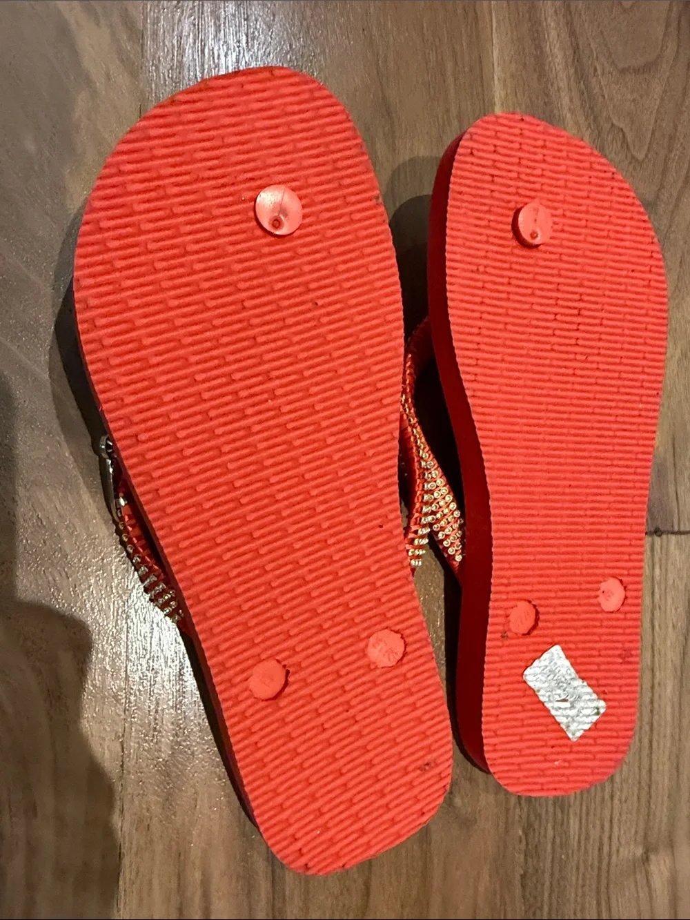 Havaianas Red Flip Flops with Butterfly Accents